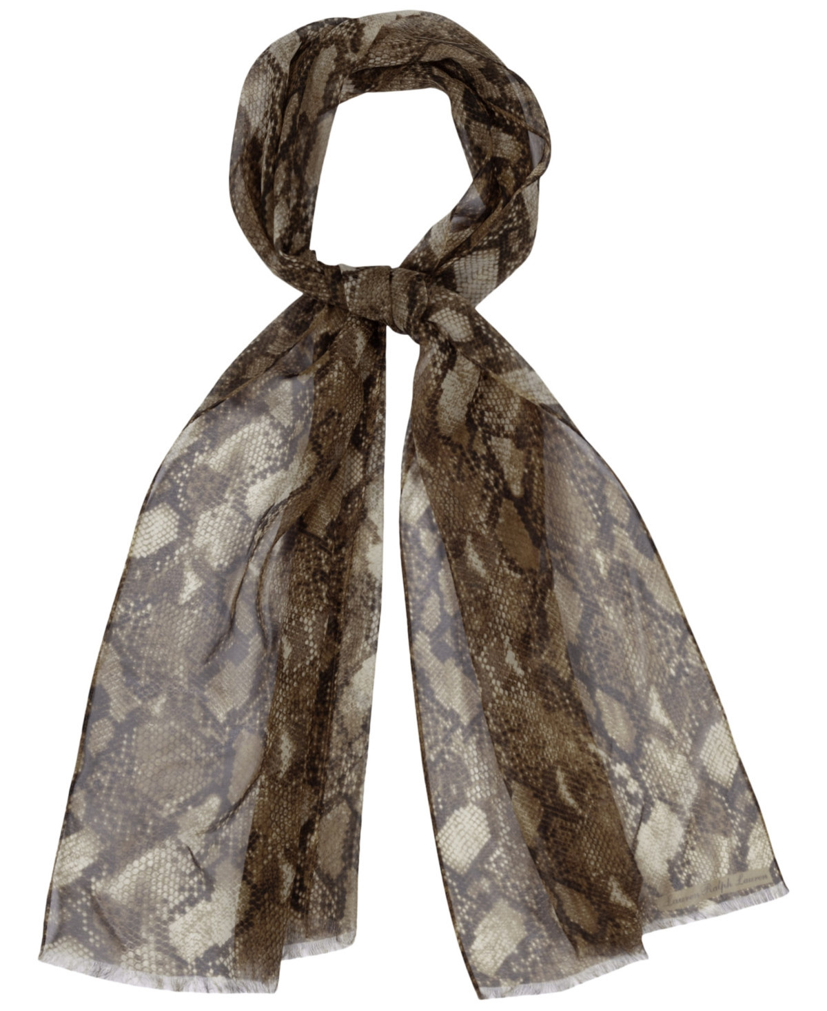 Lauren Ralph Lauren abstract silk oblong scarf in tobacco bronze