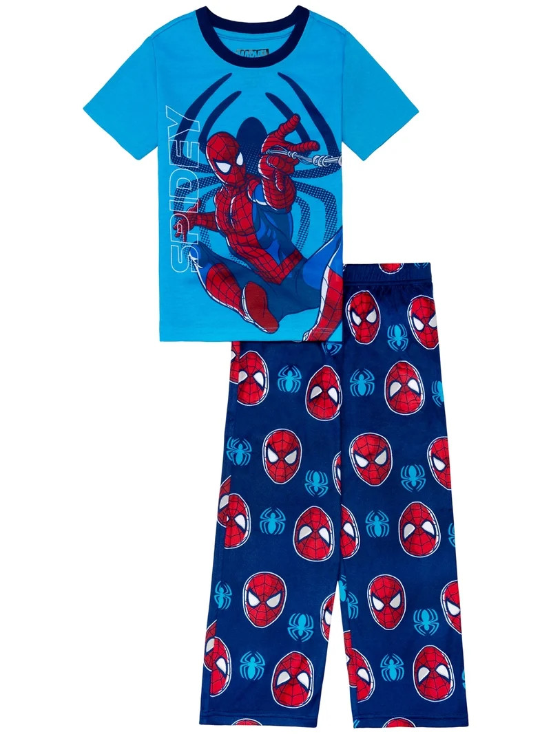 Spiderman Boys Short Sleeve Top and Pant Pajama Set, 2-Piece, Sizes 4-12 | Walmart (US)