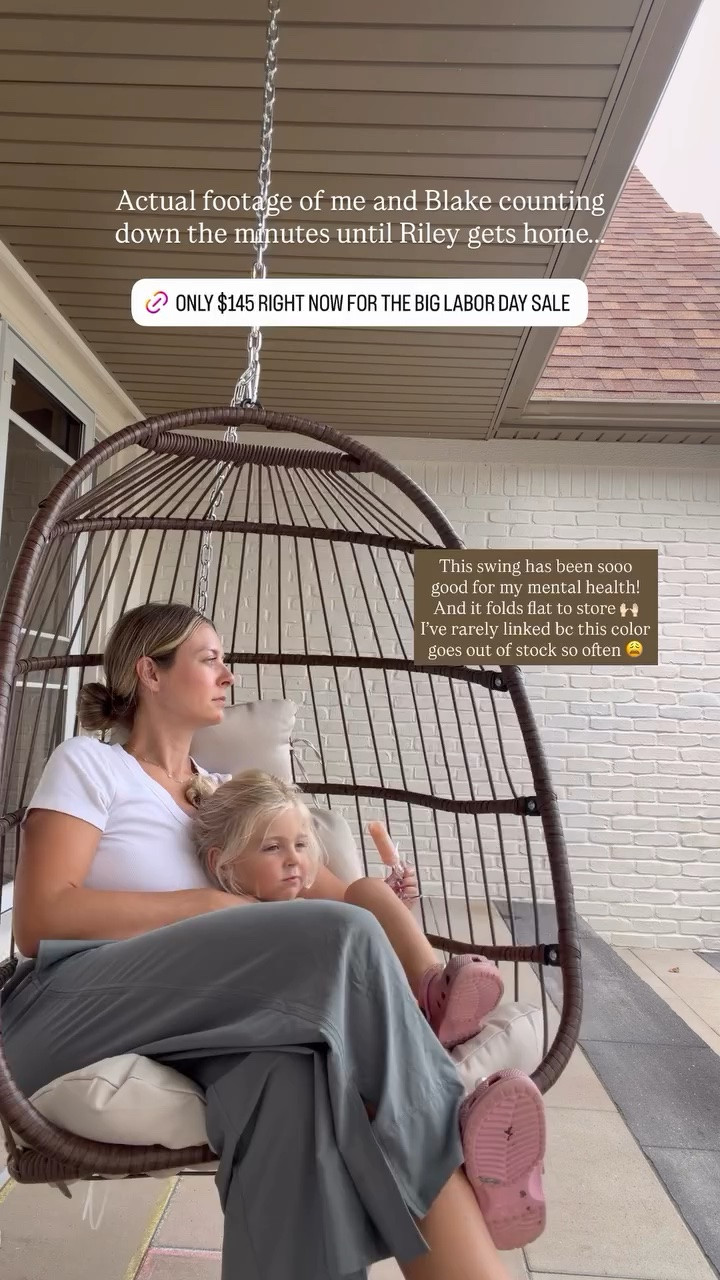 Actual footage of me and Blake counting down the minutes until Riley gets home….. This swing has been sooo good for my mental health! And it folds flat to store 🙌🏻 I’ve rarely linked bc this color goes out of stock so often 😩