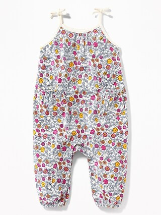 Old Navy Baby Sleeveless Tie-Strap Jumpsuit For Baby White Floral Size 0-3 M | Old Navy US