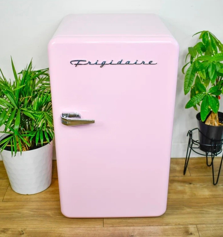 Pink mini refrigerator 