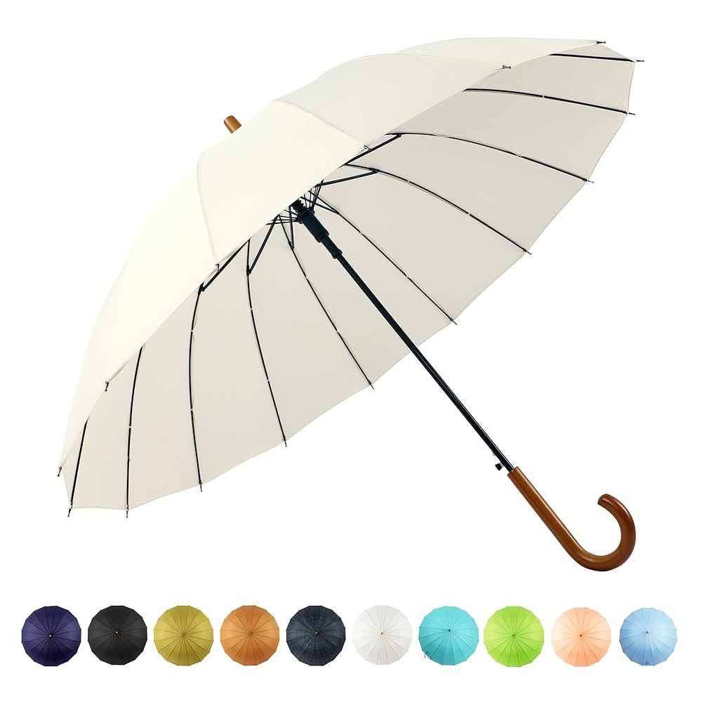 SoulRain 16 Ribs 48" Stick Umbrella Auto Open Solid Color Fashionable and Simple，Arc Classic Wo... | Amazon (US)