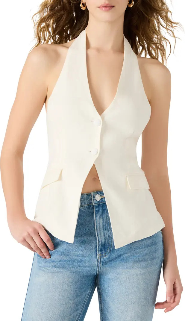Brielle Linen Blend Halter Vest | Nordstrom