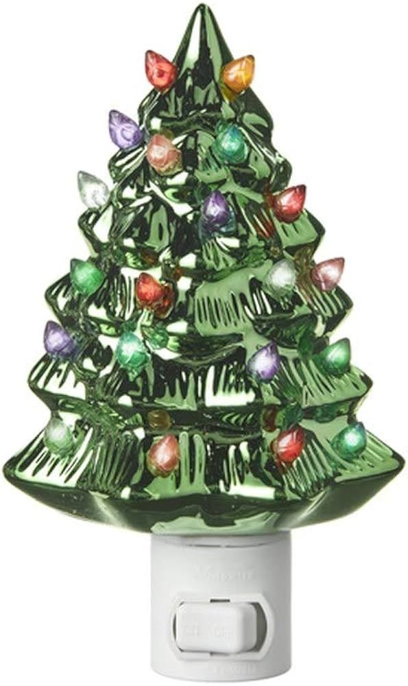 RAZ Imports Vintage Metallic Green Christmas Tree Night Light 5.75 Inch | Amazon (US)