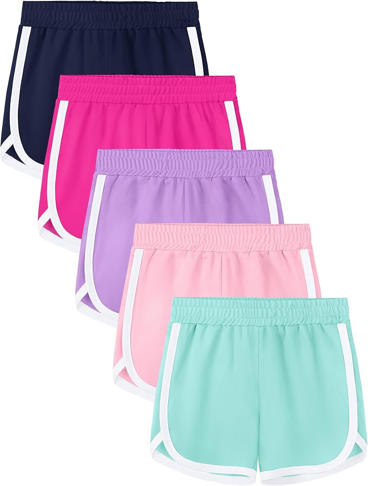 Aikuco 5 Packs Girls Shorts Toddler Soccer Athletic Running Dolphin Active Gym Workout Kids Quick... | Amazon (US)