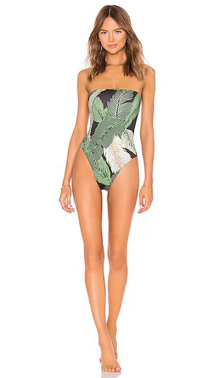 x REVOLVE Amber One Piece in Black Palm | Revolve Clothing (Global)