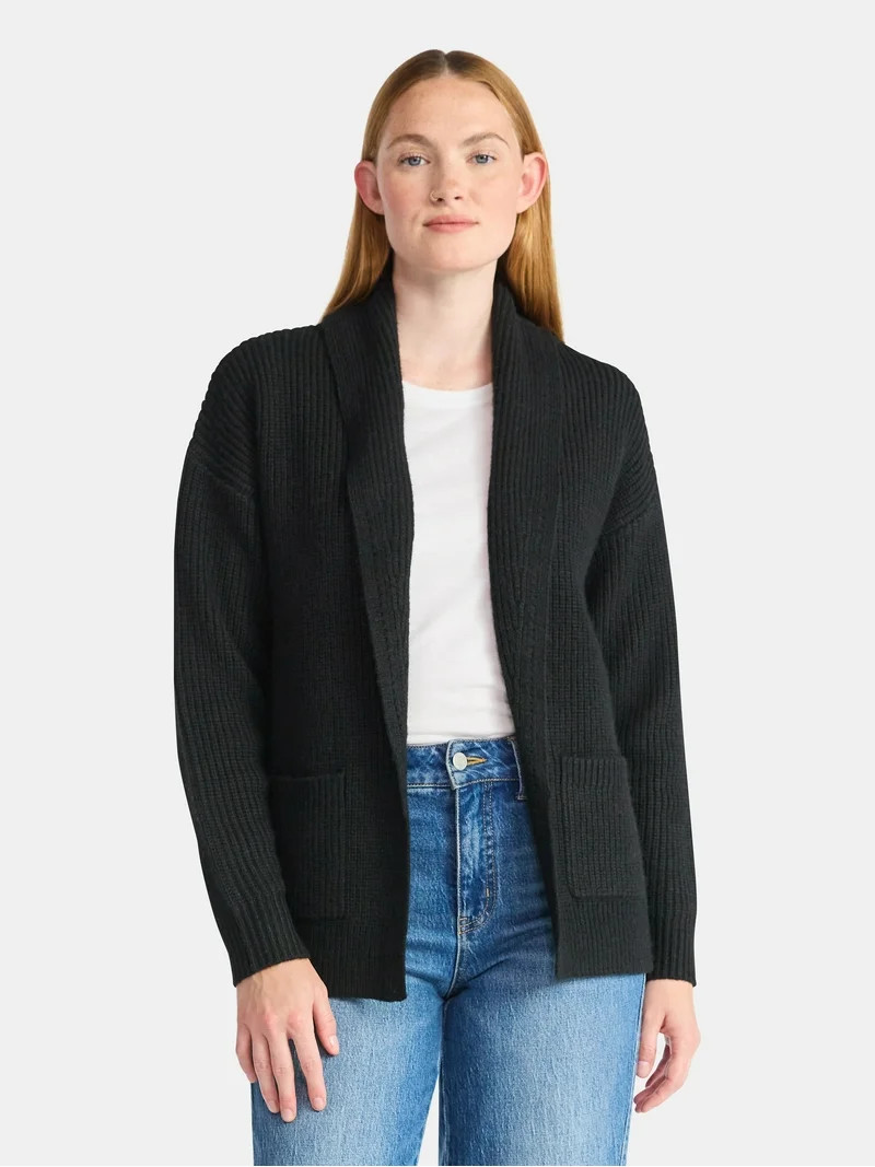 Time and Tru Women's Fuzzy Cardigan Sweater, Lightweight, Sizes XS-XXXL | Walmart (US)