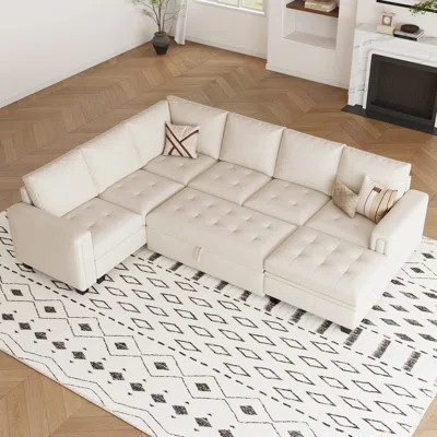 Shavera Velvet L Shaped Sectional Sofa Bed Sleeper Couch With Storage Ottoman | Wayfair North America