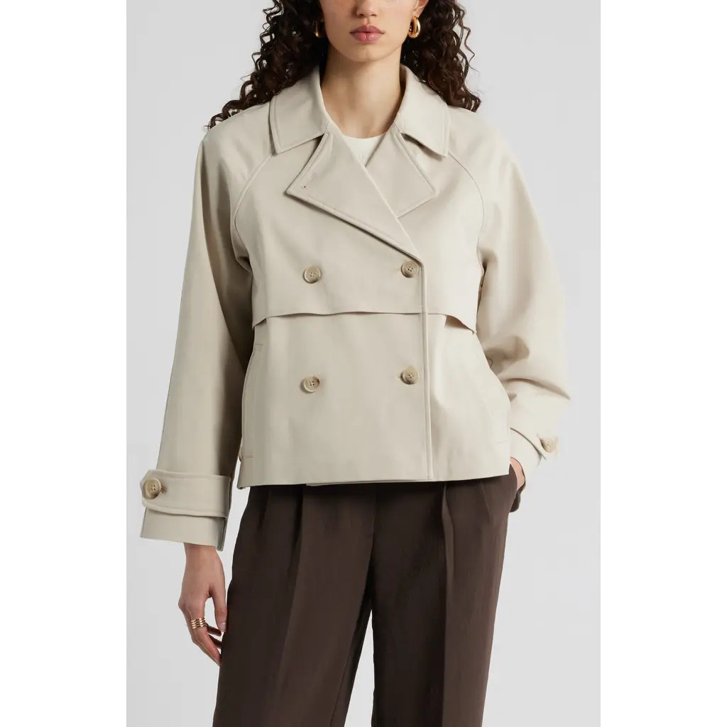 Nordstrom Stretch Cotton Trench Coat in Beige Oatmeal at Nordstrom, Size X-Small | Nordstrom