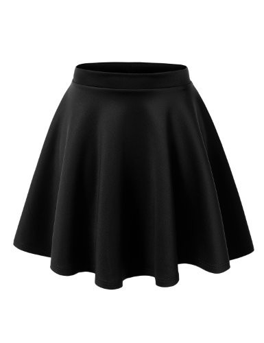 MBJ WB211 Women's Basic Versatile Stretchy Flared Skater Skirt for Girl S Black | Amazon (US)