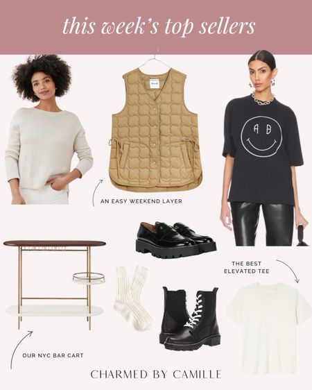 This week’s top sellers:

An easy everyday sweater
My new quilted vest (take your normal size - on sale!)
Our NYC bar cart
Cashmere sneakers
Winter boots
My favorite graphic tee 


Shop them all here! 