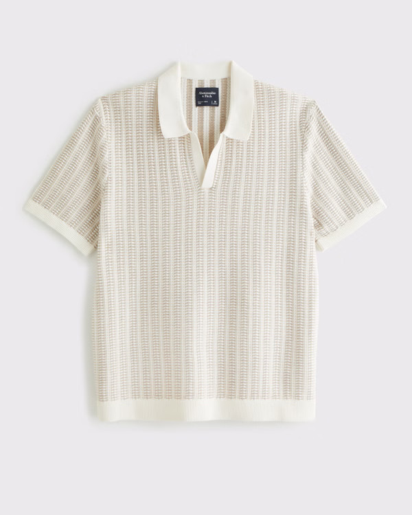 Classic Tonal Stitch Johnny Collar Sweater Polo | Abercrombie & Fitch (US)