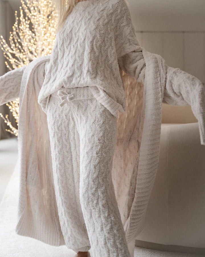 Ivory Fuzzy Cable Knit Sweater PJ Set | Splendid