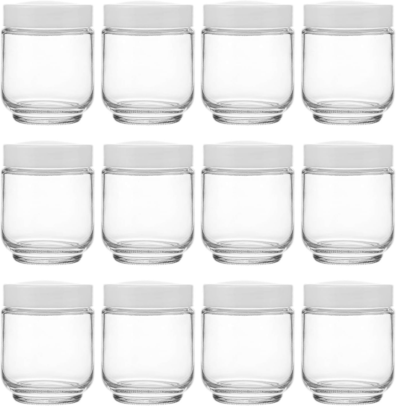 Hedume 12 Pack 6oz Clear Glass Jars with White Lids for Spices, Party Favors, Jams etc. | Amazon (US)