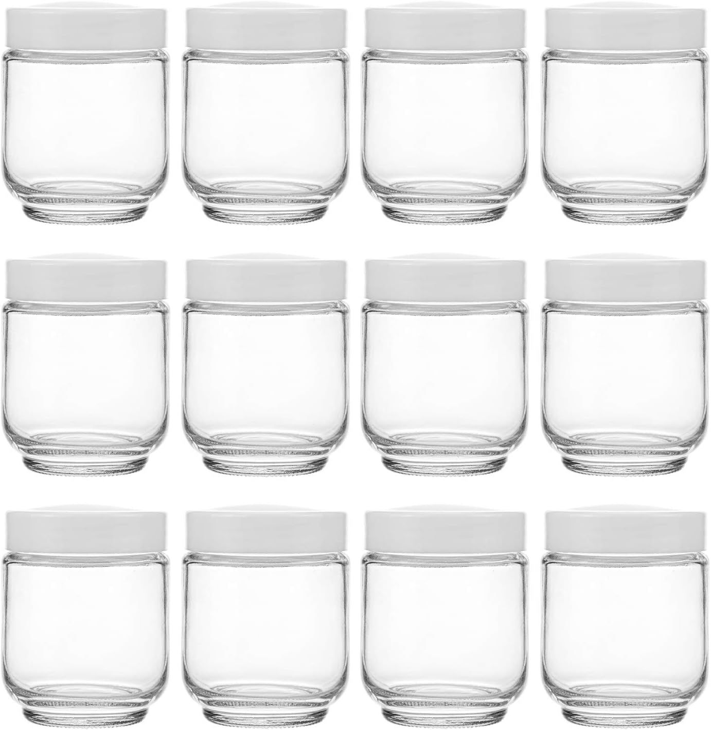 Hedume 12 Pack 6oz Clear Glass Jars with White Lids for Spices, Party Favors, Jams etc. | Amazon (US)