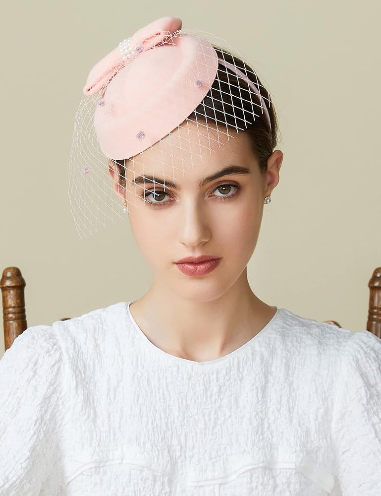 BABEYOND Fascinator Hat Veil Feather Fascinator Hair Clip Tea Party Pillbox Derby Hat Fascinator Bri | Amazon (US)