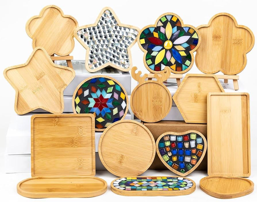 Lanyani 10pcs Wooden Assorted Shapes Mosaic Bases for DIY Mosaic Coaster Kit, with Wooden Surface... | Amazon (US)