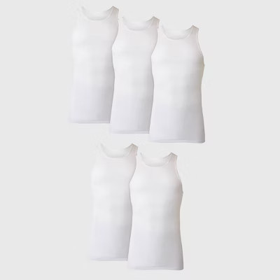 Hanes Men's 5pk Tanks - White XXL: Cotton Sleeveless Undershirts, Moisture Wicking, Tagless Design | Target