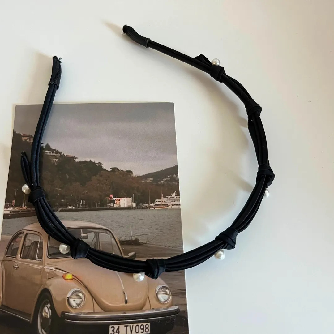 Thin Black Headband With Pearl, Elegant Headband, Women and Girls Headband, Hair Accessories - Et... | Etsy (US)