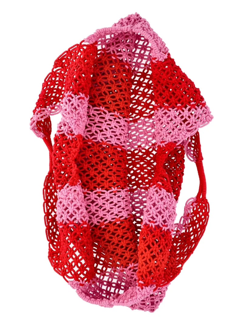 No Boundaries Women's Festival Crochet Striped Hobo Bag, Pink Jubilee Stripe | Walmart (US)