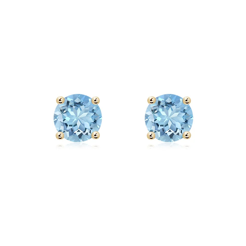 Round Aquamarine Stud Earrings | Angara Inc.