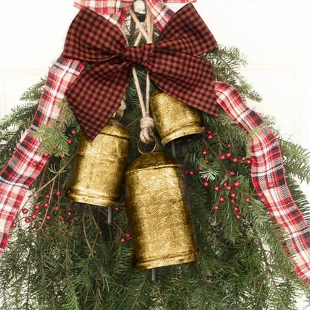 KeirineCC Metal Decorative Cow Bells Set of 3 Christmas Brass Bell with Bow Vintage Christmas Decor Rustic Christmas Decor Brass Christmas Bells for Door Garland Christmas Tree Gifts for Women | Walmart (US)