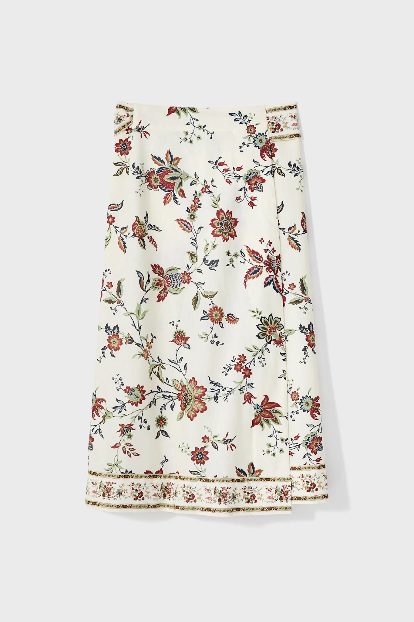 Terracotta Chintz Cotton Linen Margot Wrap Skirt | Tuckernuck (US)