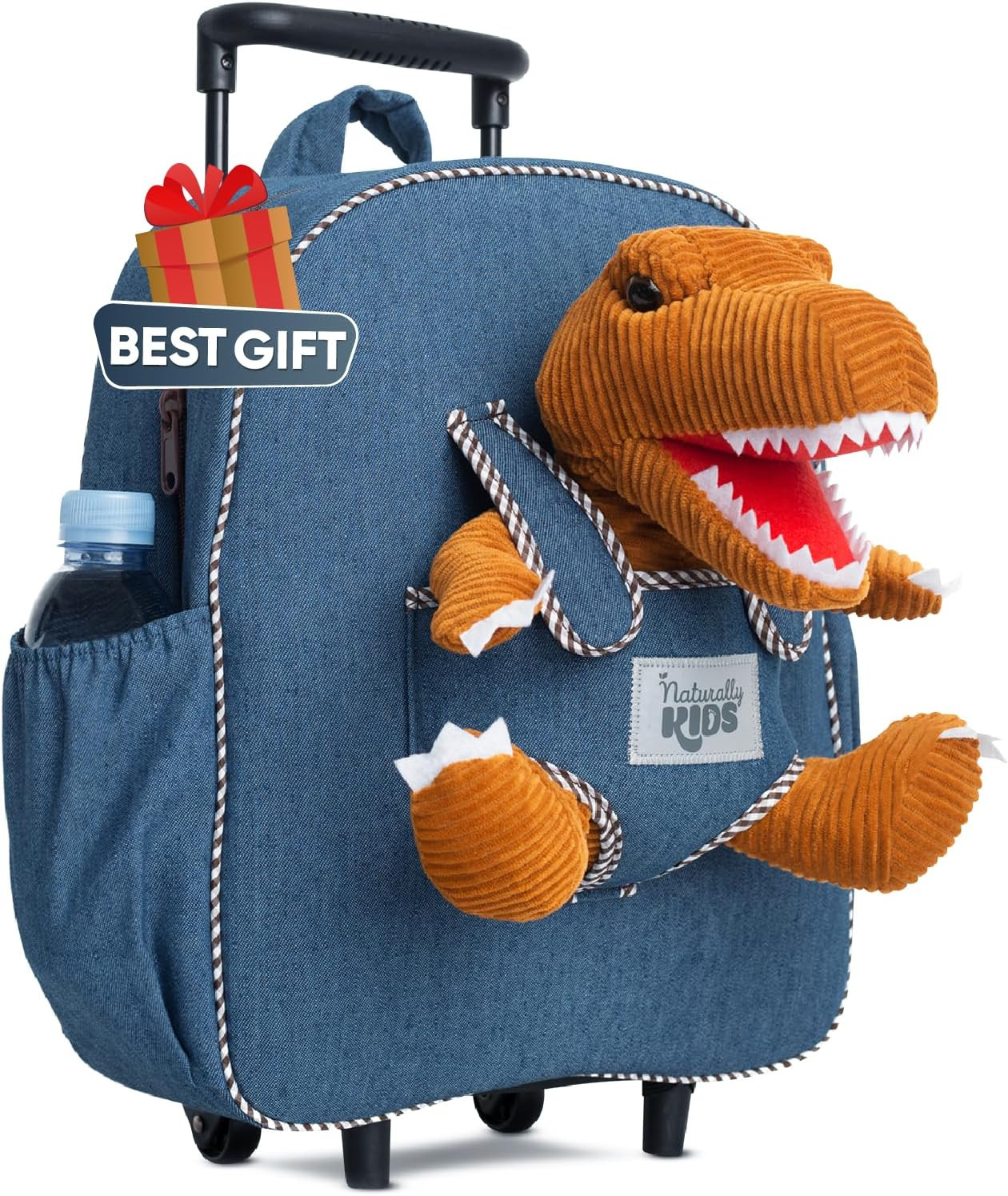 Naturally KIDS Toddler Suitcase w. Plush Brown Dinosaur Toy, w. Pockets | Amazon (US)