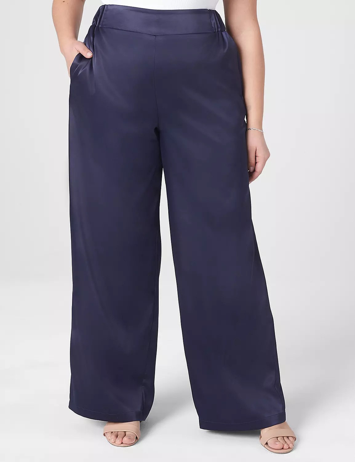 Satin High-Rise Pull-On Wide Leg Pant | LaneBryant | Lane Bryant (US)
