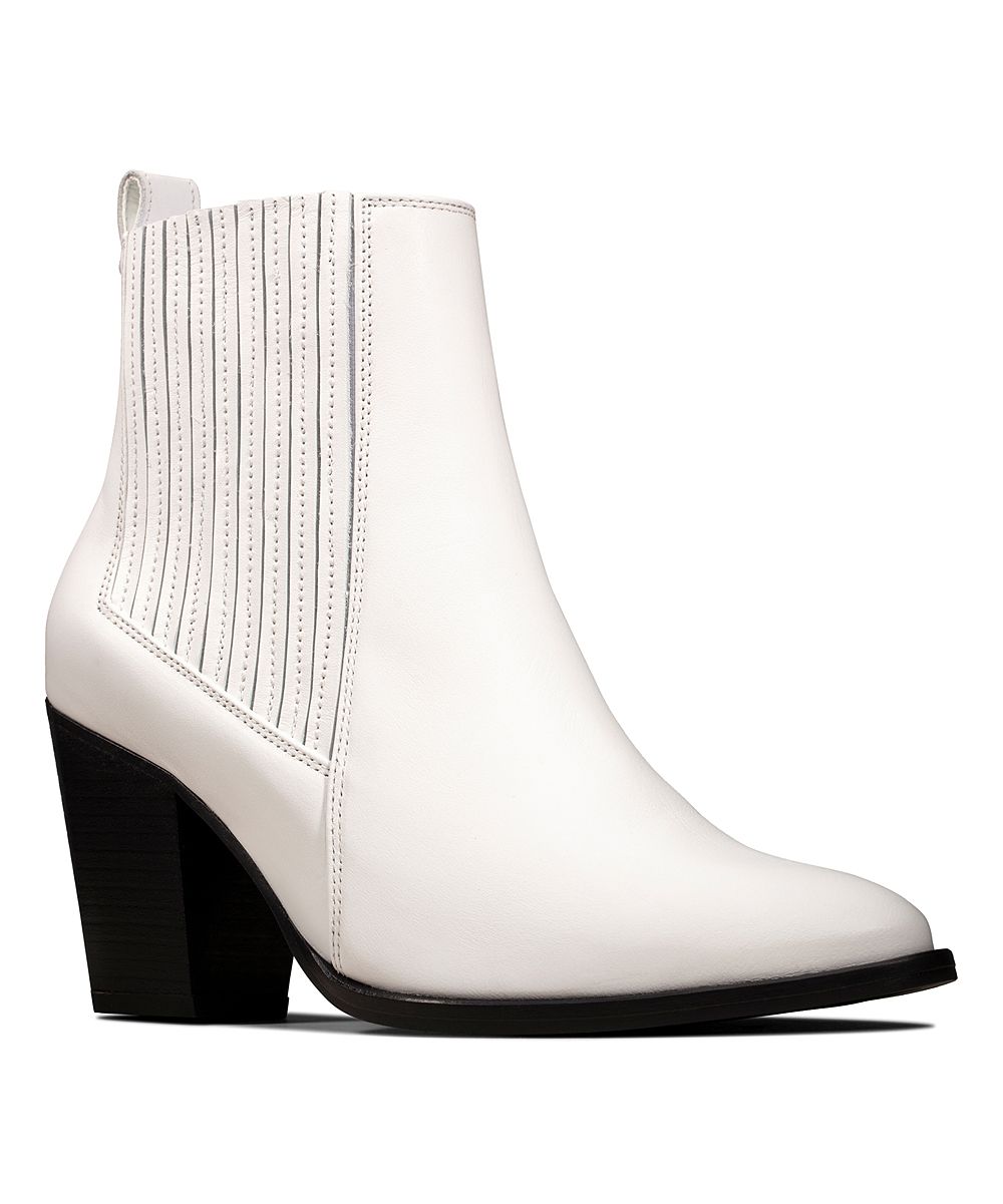 Clarks Women's Casual boots White - White West Lo Leather Bootie - Women | Zulily