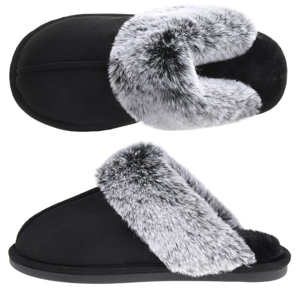 VONMAY Women's Scuff Slippers Cozy Memory Foam Fuzzy Slip-On Comfort House Shoes Indoor Outdoor | Walmart (US)
