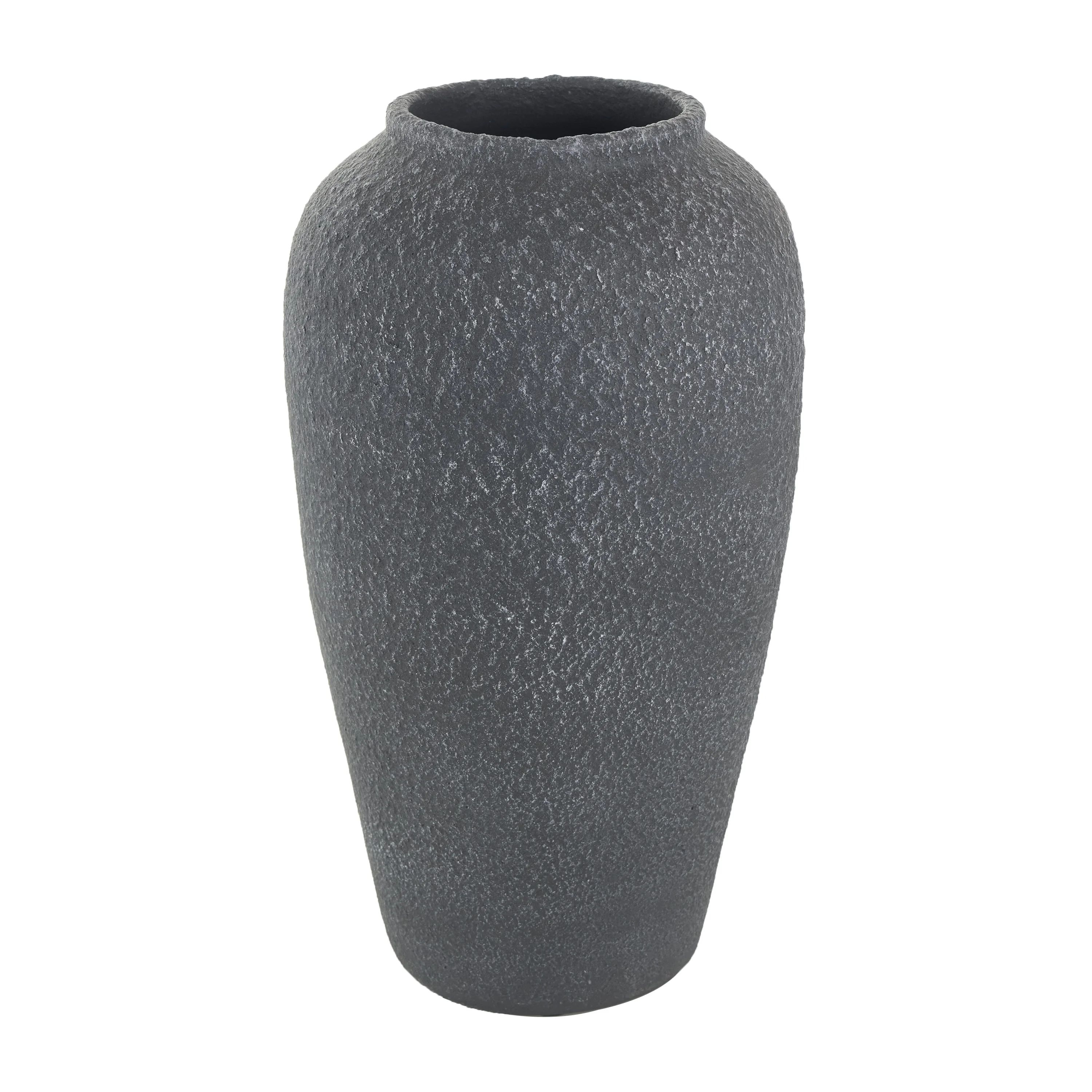 DecMode 15" Whitewashed Textured Black Ceramic Vase | Walmart (US)