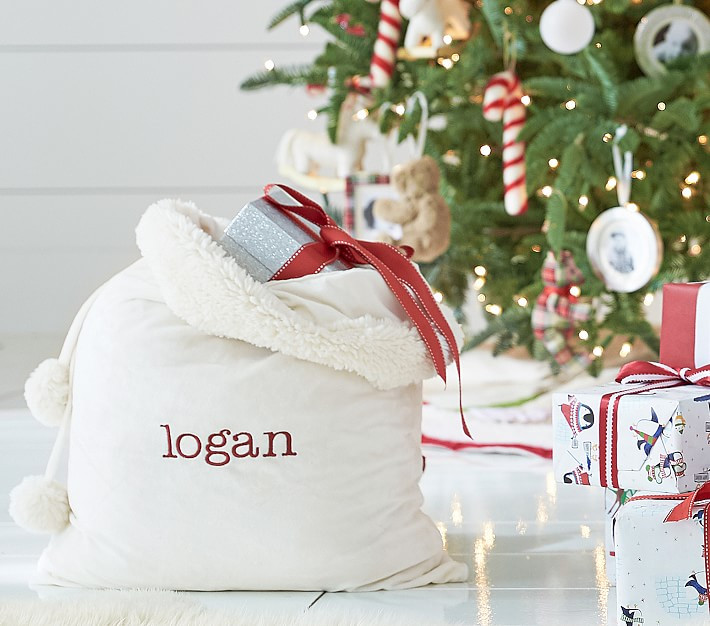 Ivory Chamois Santa Bags | Pottery Barn Kids