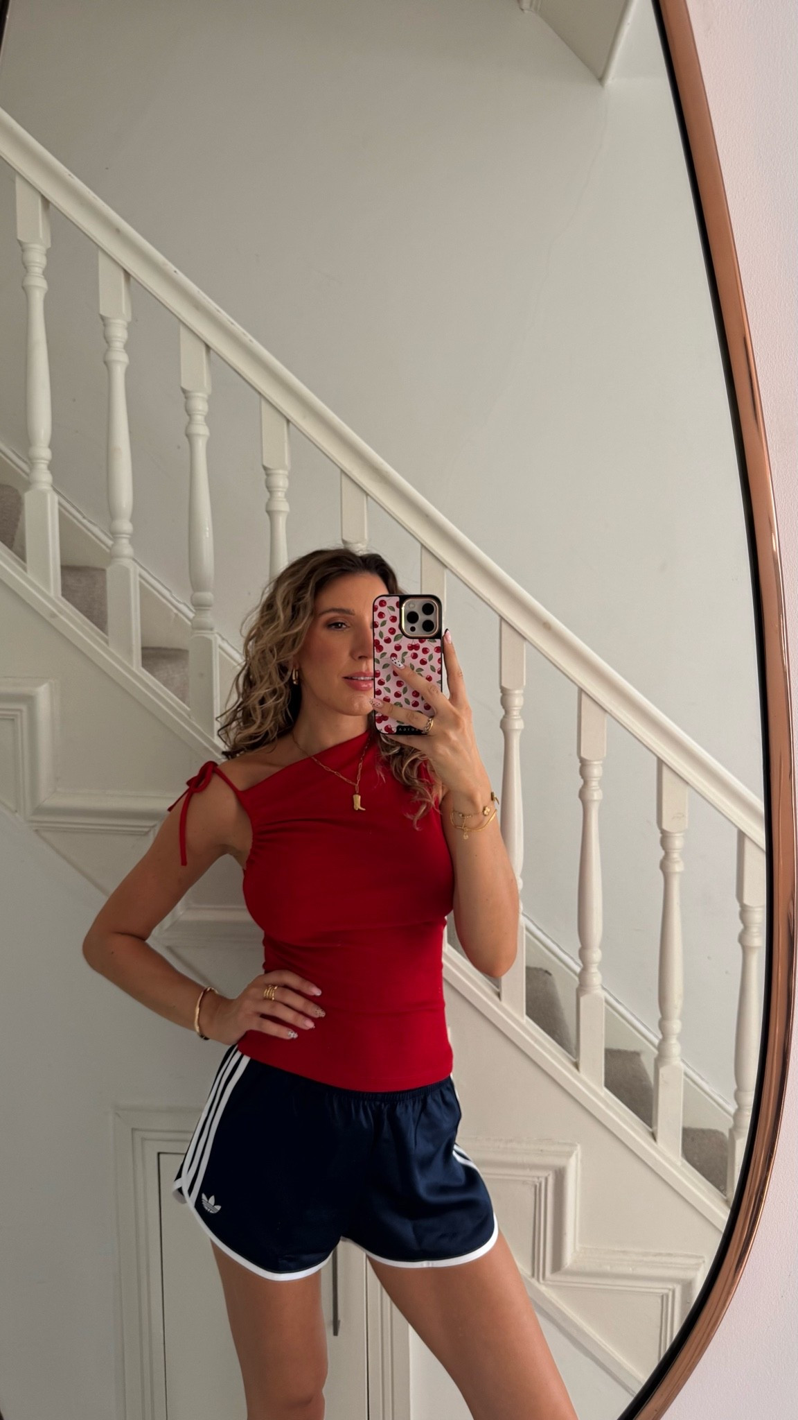Today’s outfit of the day for another heatwave in the UK: Red off the shoulder top which can also be dressed up for a night out and these adidas sprinter shorts. This outfit would earn cool girl status paired with a white sock and black loafers

#LTKuk #LTKsummer #LTKstyletip
