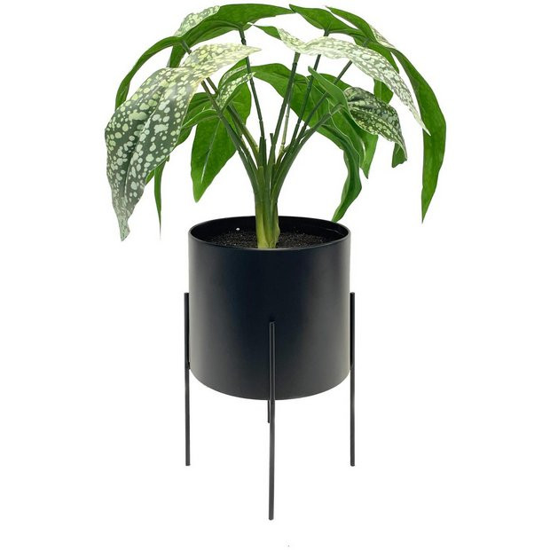 Habitat Faux Leaf in Pot with Legs - Black | Habitat UK