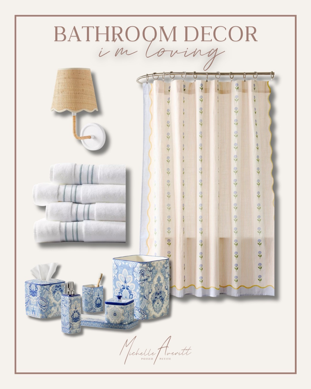 Refreshing a space can completely change how it feels, and lately I’ve been loving bathroom decor that feels light, elevated, and a little more thoughtful for the season. Fluffy bath towels are an easy way to make everything feel softer and more inviting, almost like a small everyday luxury.
I’ve also been drawn to floral patterned shower curtains that bring in just the right amount of personality without overwhelming the space. Paired with pops of color mixed with neutral decor, it all comes together in a way that feels fresh, balanced, and effortlessly pulled together for a simple summer refresh.

Bathroom decor, summer home finds, bathroom style ideas

#LTKHome #LTKdayinmylife #LTKOver40