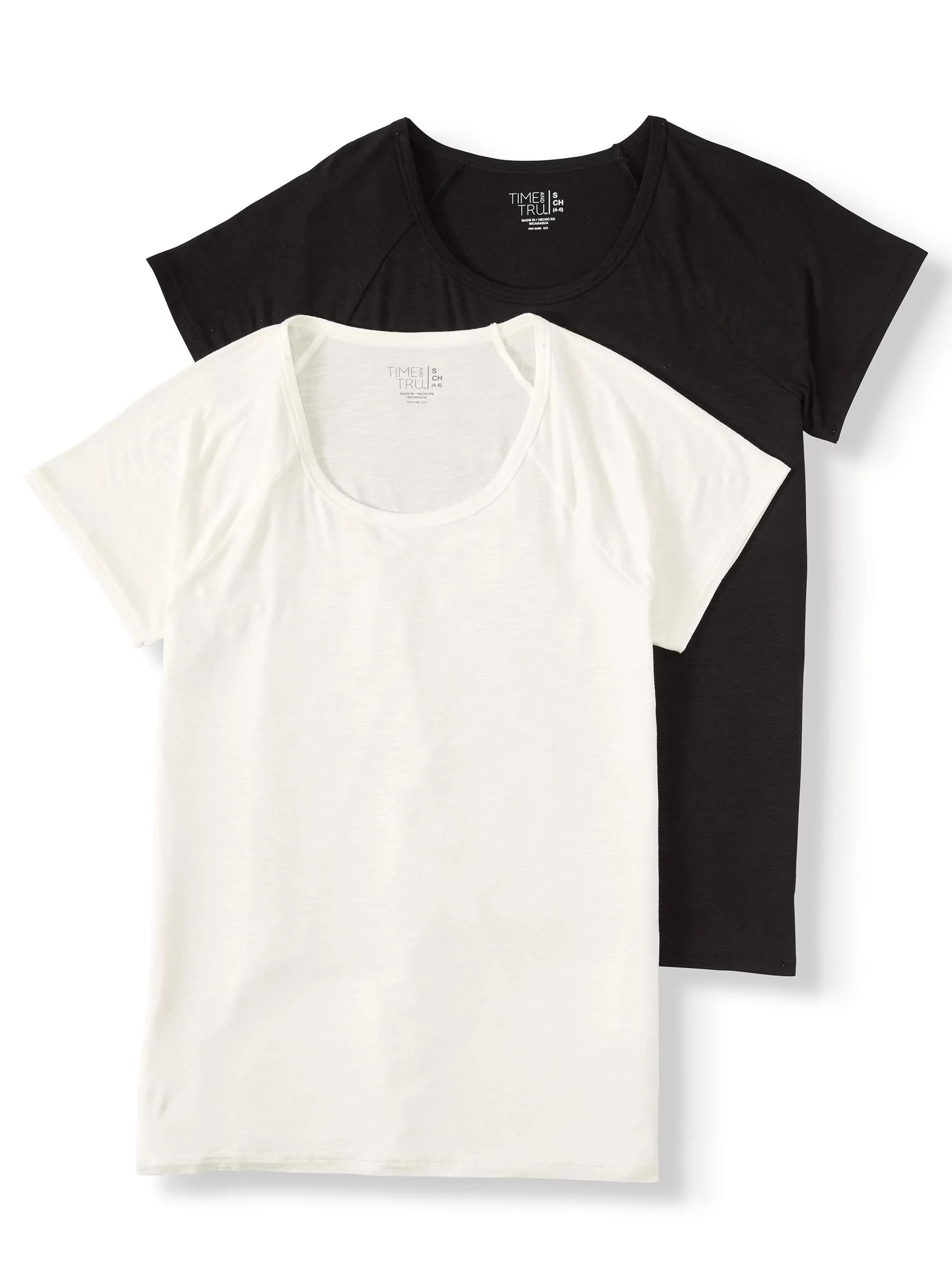 Time and Tru Women's Short-Sleeve Raglan T-Shirt, 2-Pack | Walmart (US)