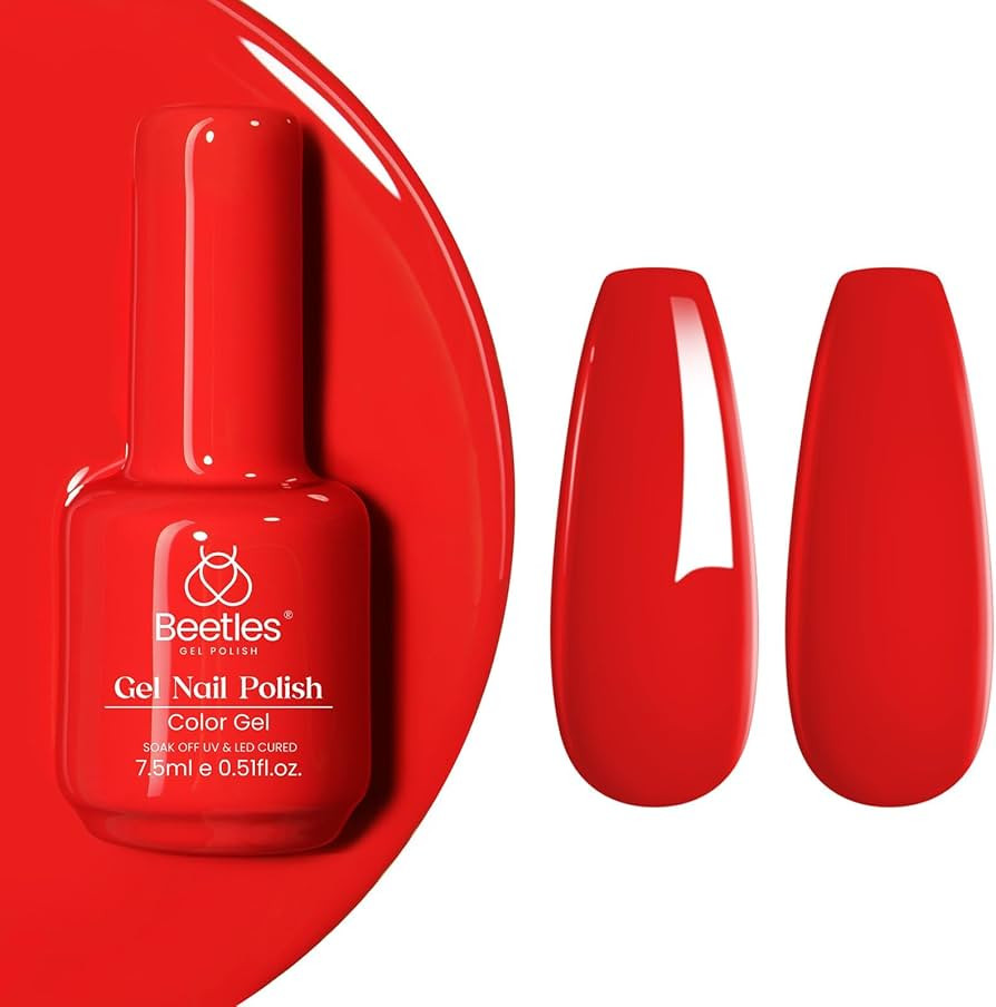 Beetles Red Gel Nail Polish, 1 Pcs 15ml 0.51 FL.OZ Red Color Soak Off U V LED Gel Polish Nail Art... | Amazon (US)