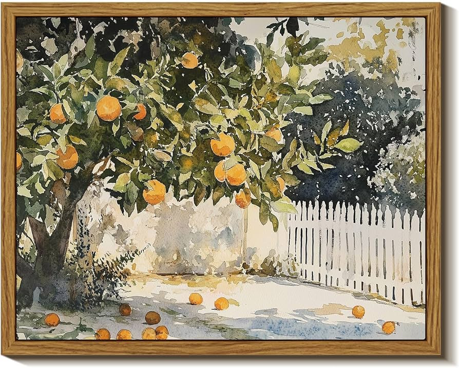 InSimSea Framed Canvas Wall Art Vintage Decor, Orange Trees Art Kitchen Decor Aesthetic, Classic ... | Amazon (US)