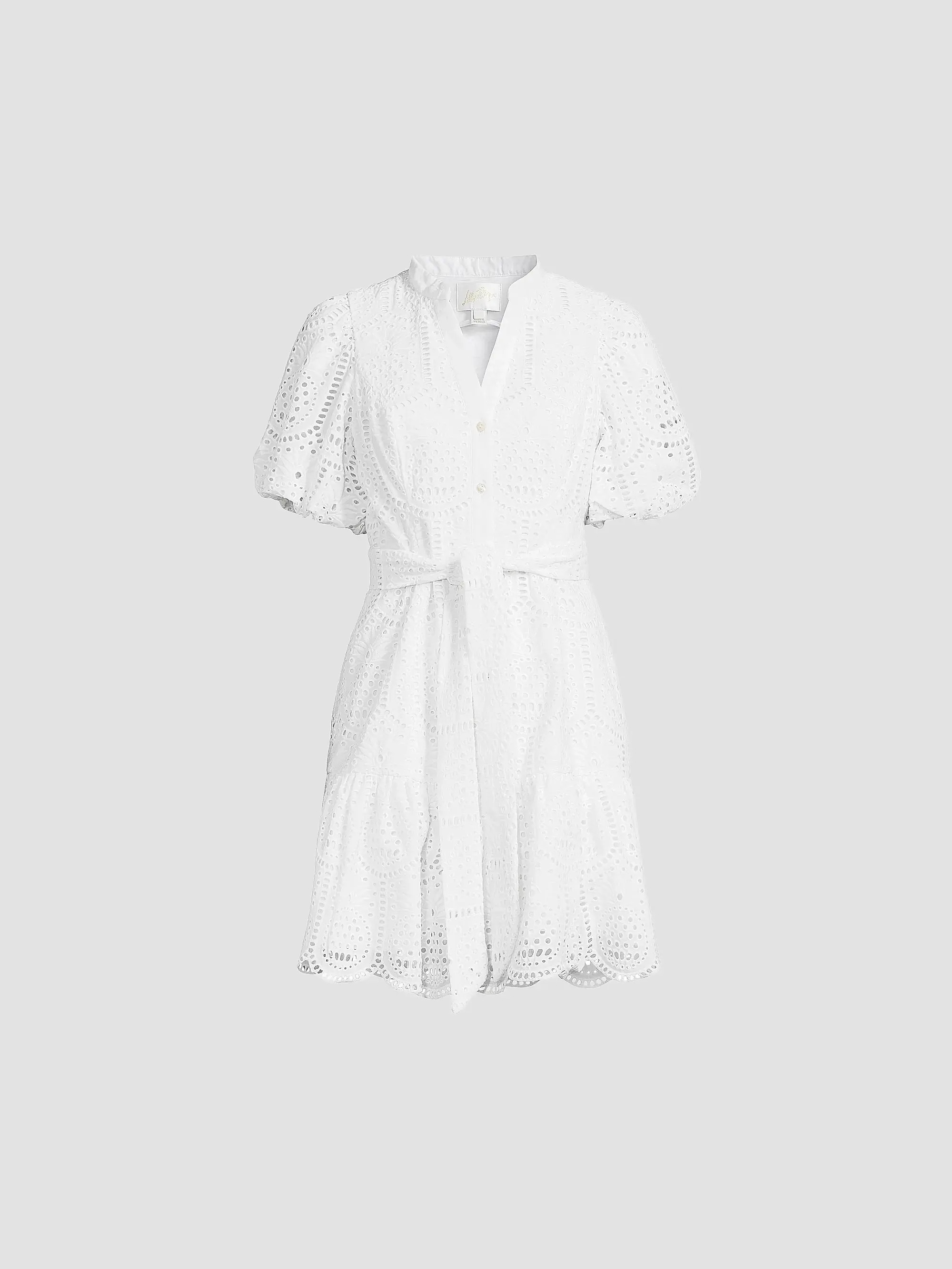 Cotton Tie-Waist Puff-Sleeve Minidress | Saks Fifth Avenue