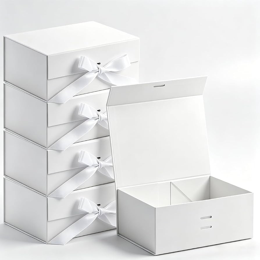 DODUOS 5PCS White Gift Box with Lid 24x18.5x10.5 cm, Gift Boxes for Presents with Magnetic Lid an... | Amazon (UK)