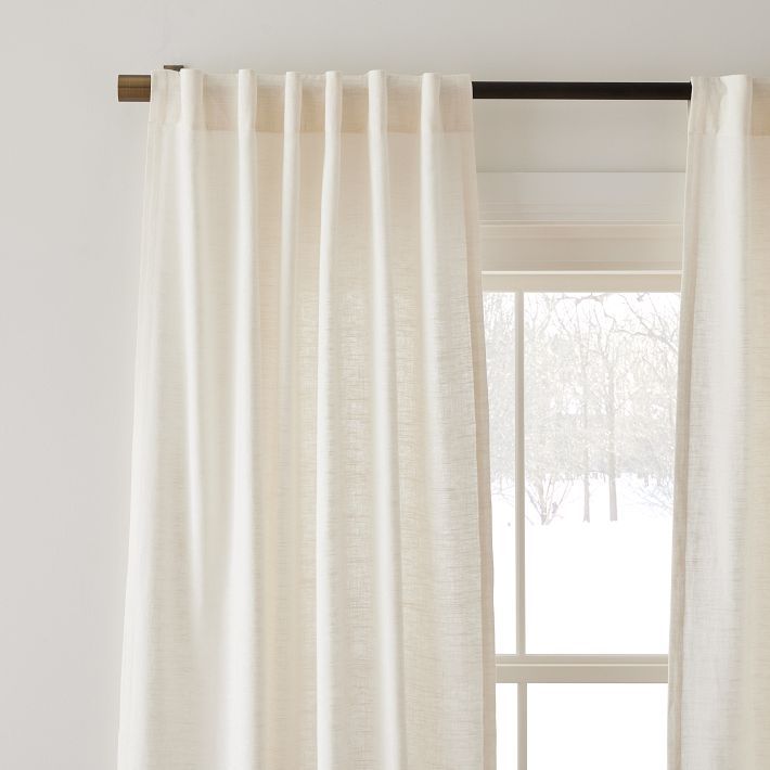 Textured Luxe Linen Curtain - Alabaster | West Elm (US)