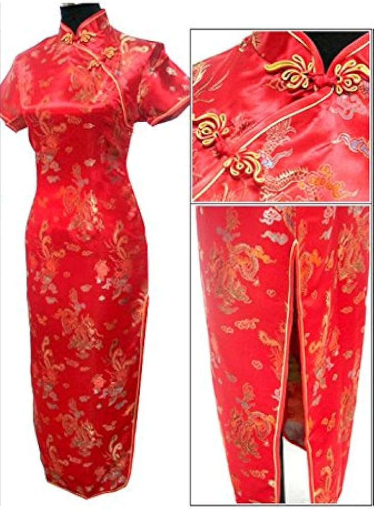7Fairy Women's VTG Red Long Chinese Wedding Evening Dress Cheongsam | Amazon (US)