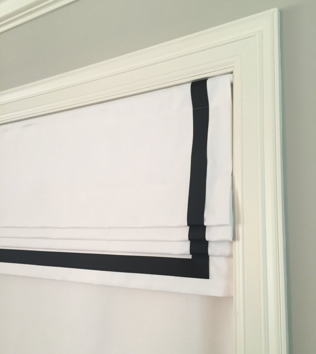 Faux fake Flat Roman Shade Valance With Grosgrain Ribbon Trim. White Twill Cotton Fabric, You Cho... | Etsy (US)