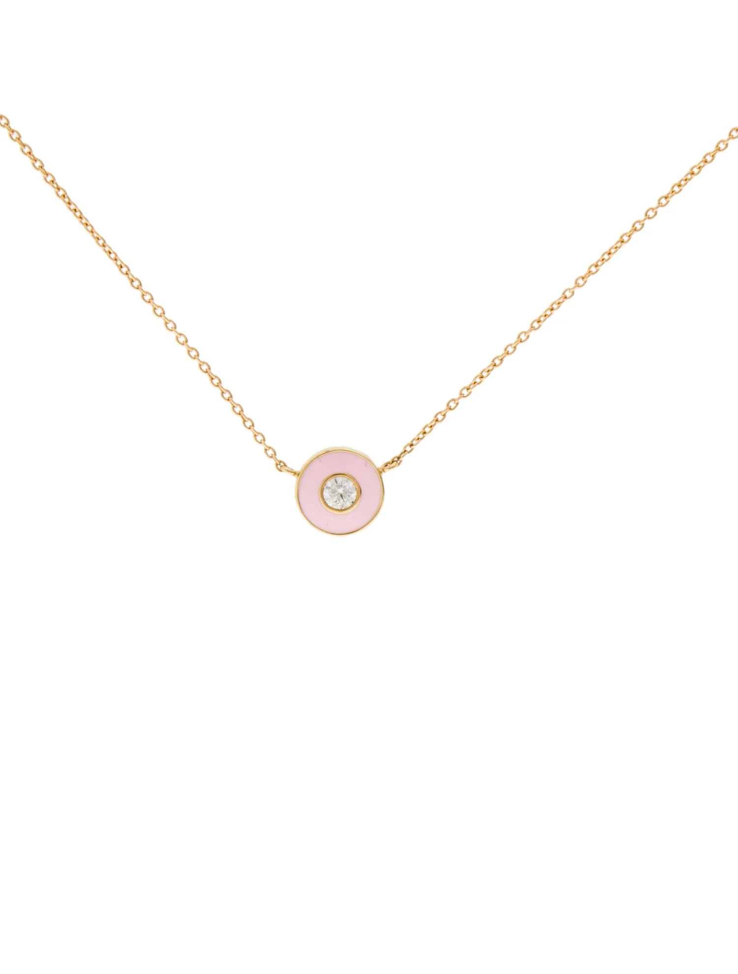 18K Diamond Enamel Disc Pendant Necklace | The RealReal