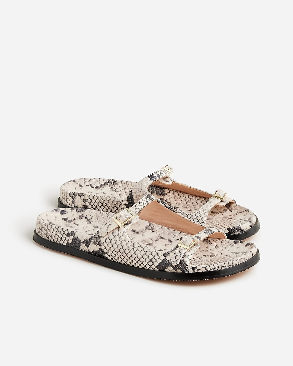 Colbie buckle sandals in snake-embossed leather | J. Crew US