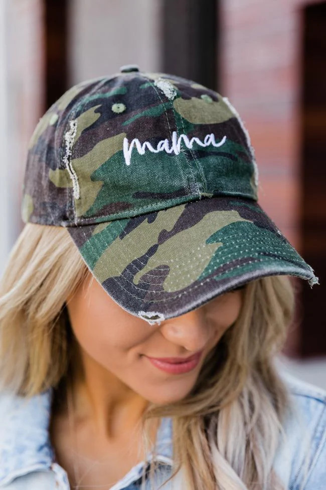 Camo Embroidered Mama Baseball Hat | The Pink Lily Boutique