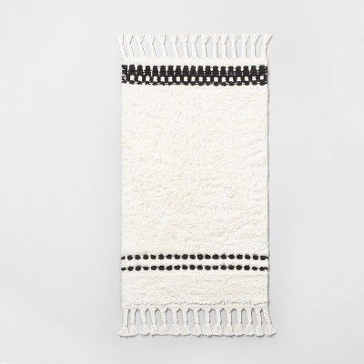 Bath Rug Stripe with Fringe Black / White - Hearth & Hand™ with Magnolia | Target