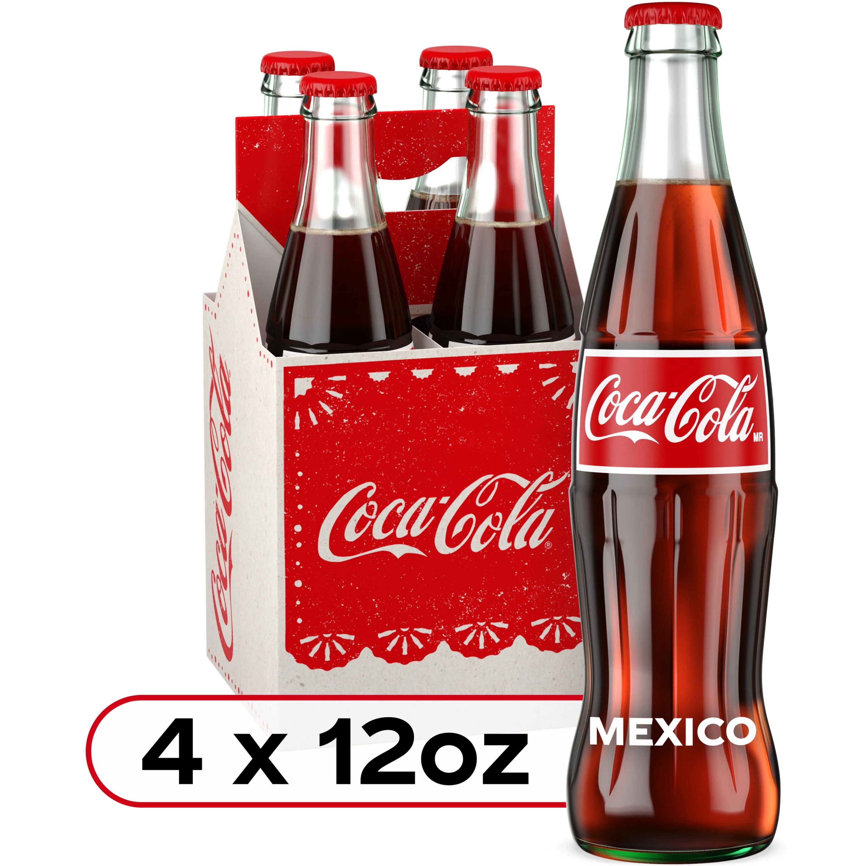Coca-Cola Cane Sugar Mexican Soda Pop, 355 ml, 4 Pack Glass Bottle | Walmart (US)