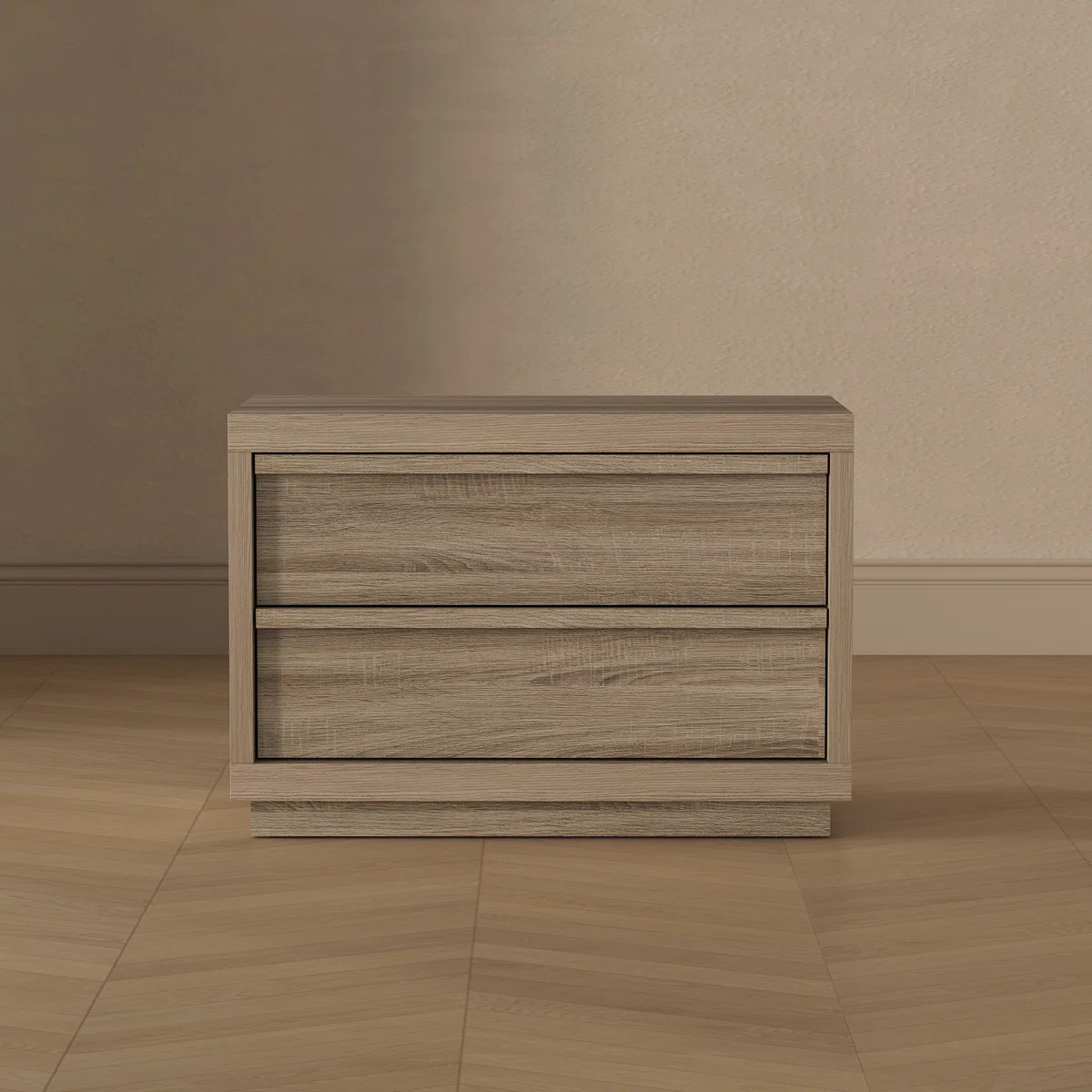 Navis 32" Contemporary 2-Drawer Nightstand in Natural Oak | Wayfair North America